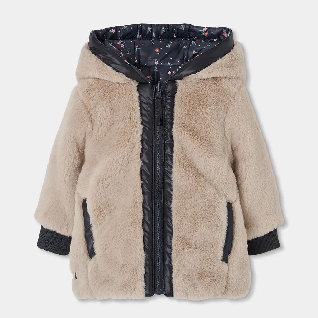 Parka tejido técnico niña azul marino estampado flores 4/7