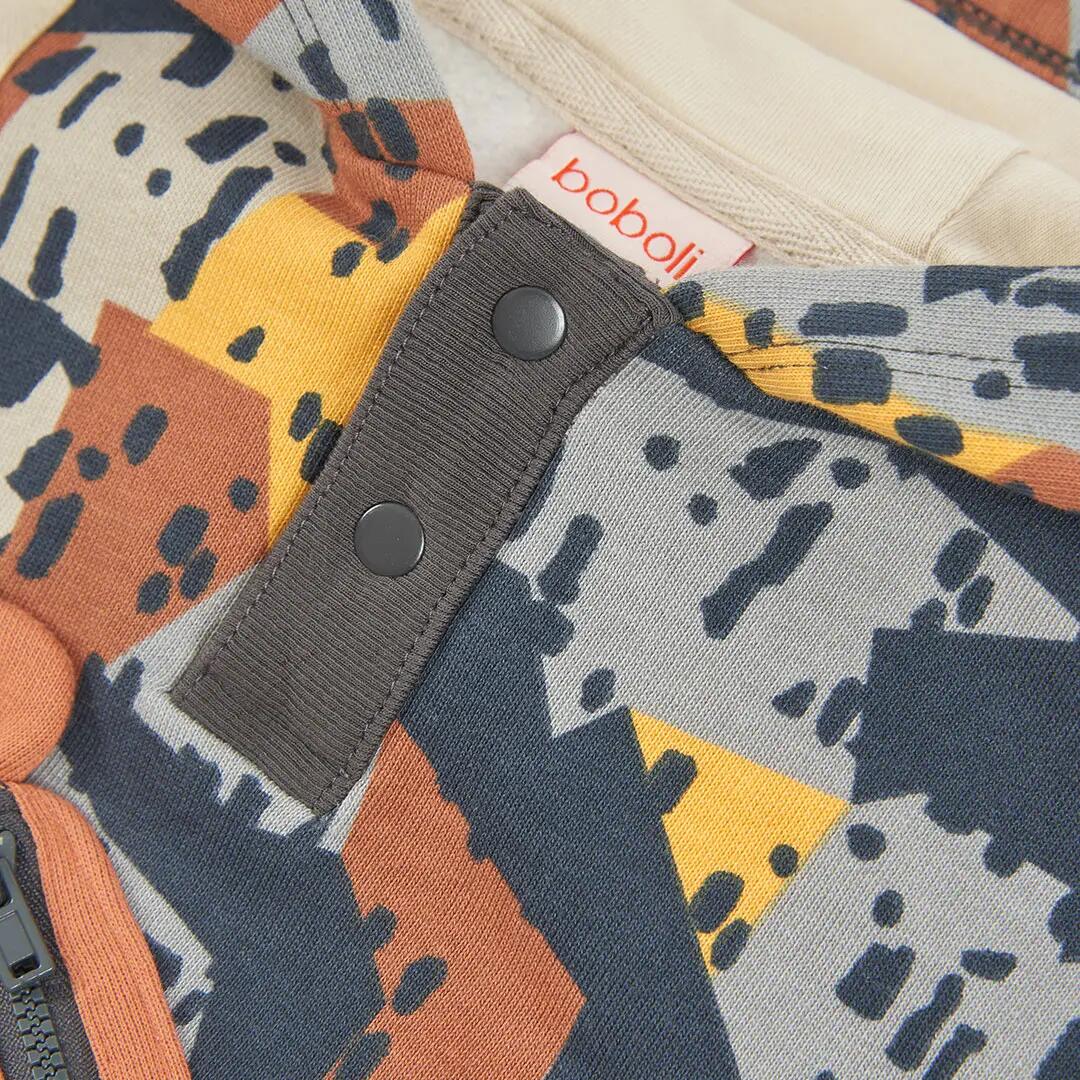 Sudadera felpa niño estampada con osito azul marino 3/4