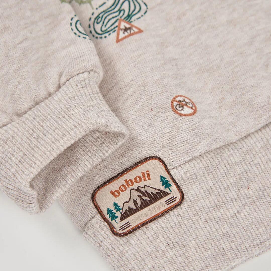 Sudadera felpa niño beige estampado aventura 4/4