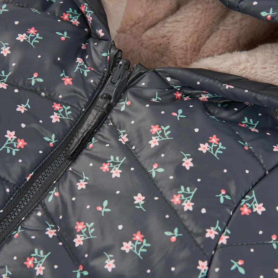 Parka tejido técnico niña azul marino estampado flores 7/7