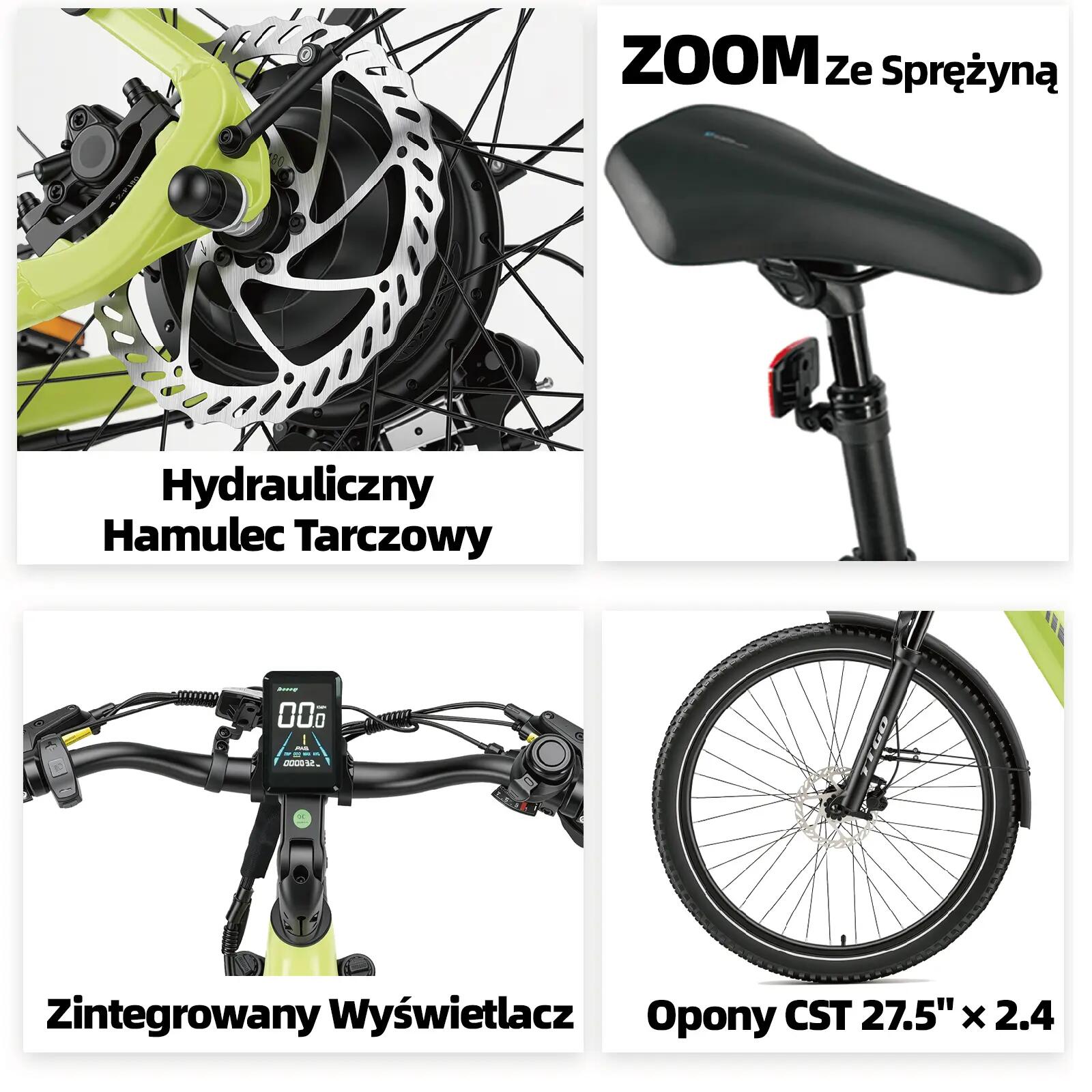 Rower elektryczny dla dorosłych Z3, opony 27,5"×2,4", akumulator 48V 15Ah. 8/10