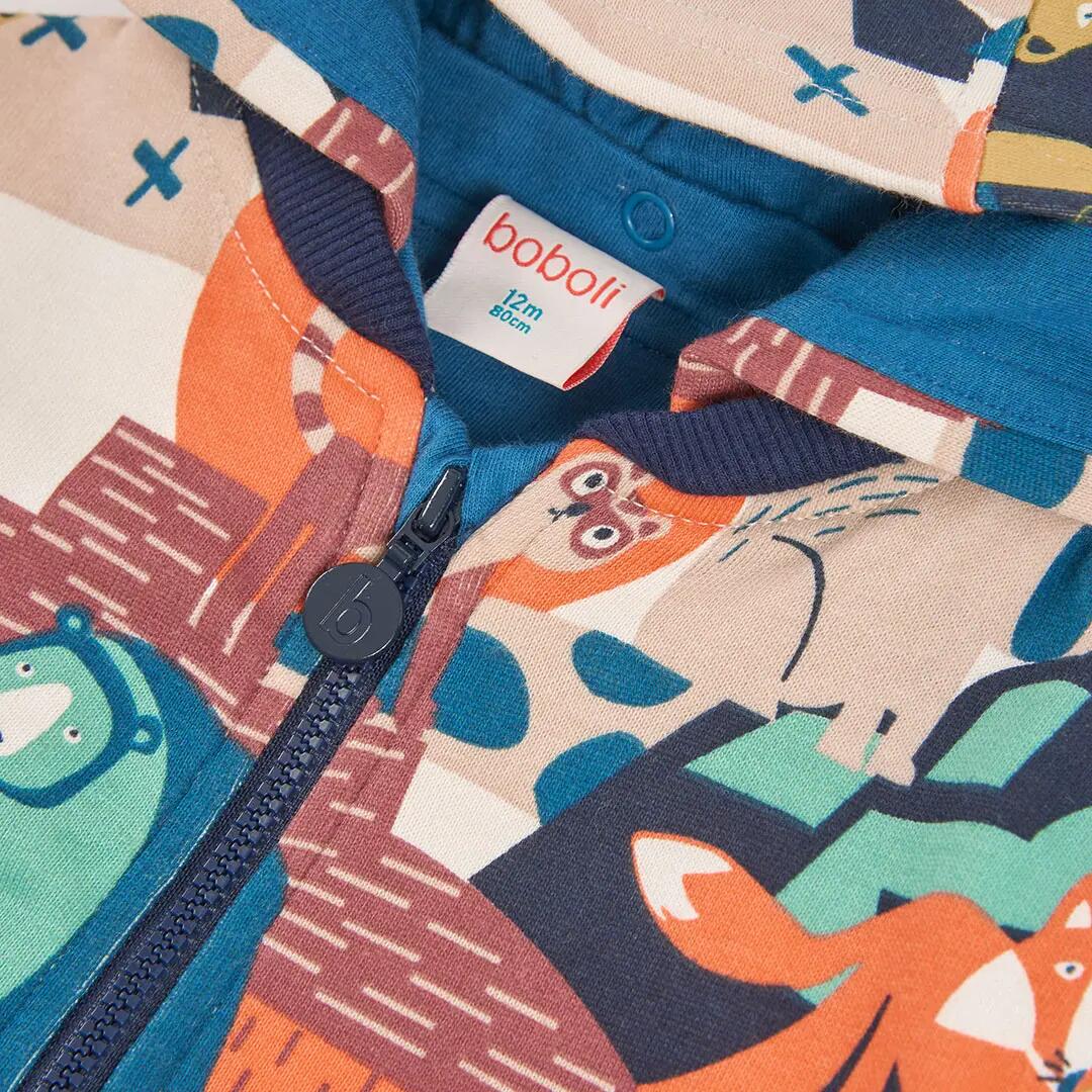 Chaqueta felpa niño estampado animales 3/4