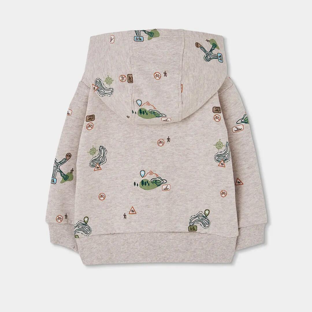 Chaqueta felpa niño beige estampado aventura 2/4