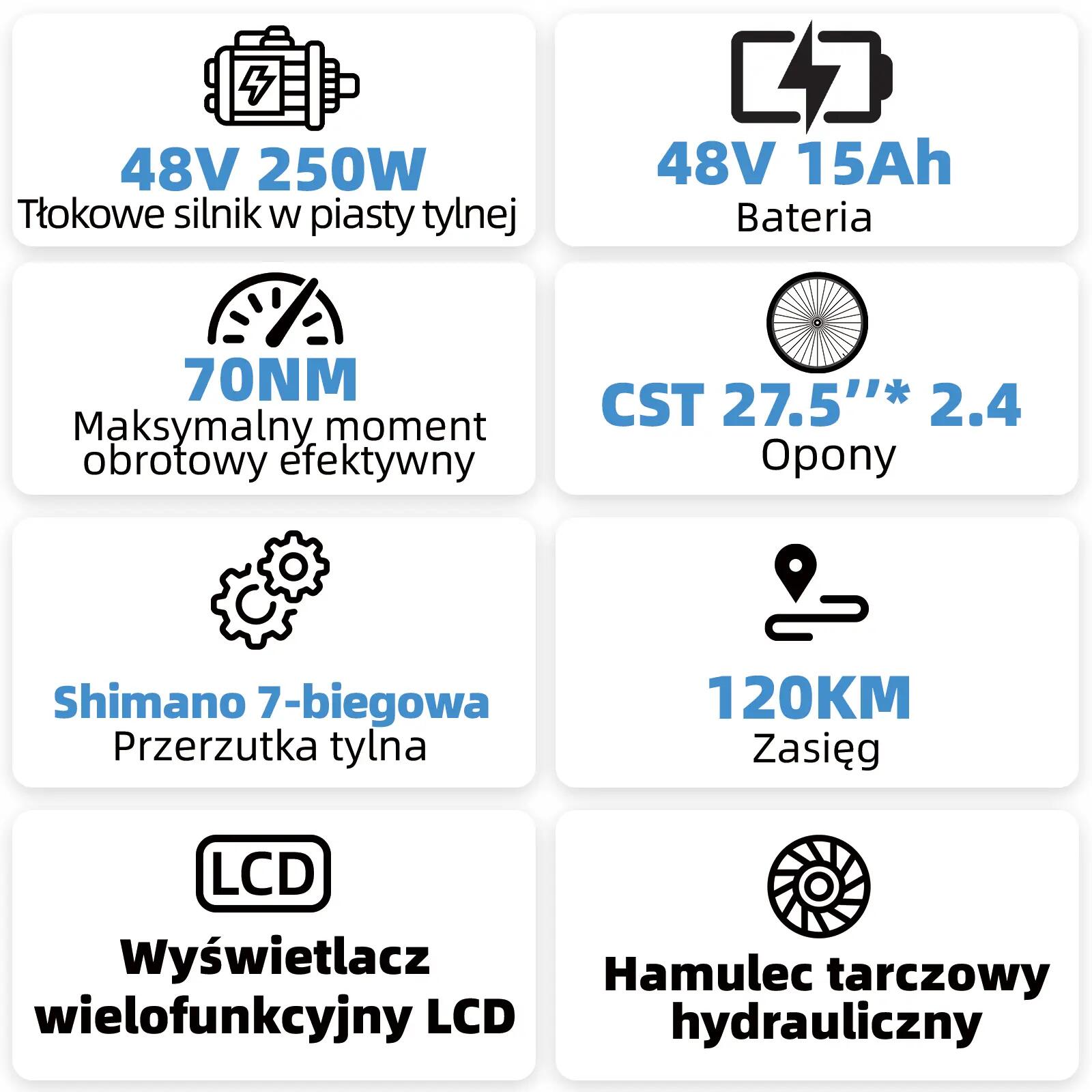 Elektryczny rower dla dorosłych TTGO Z3 48V 15Ah bateria 14/15