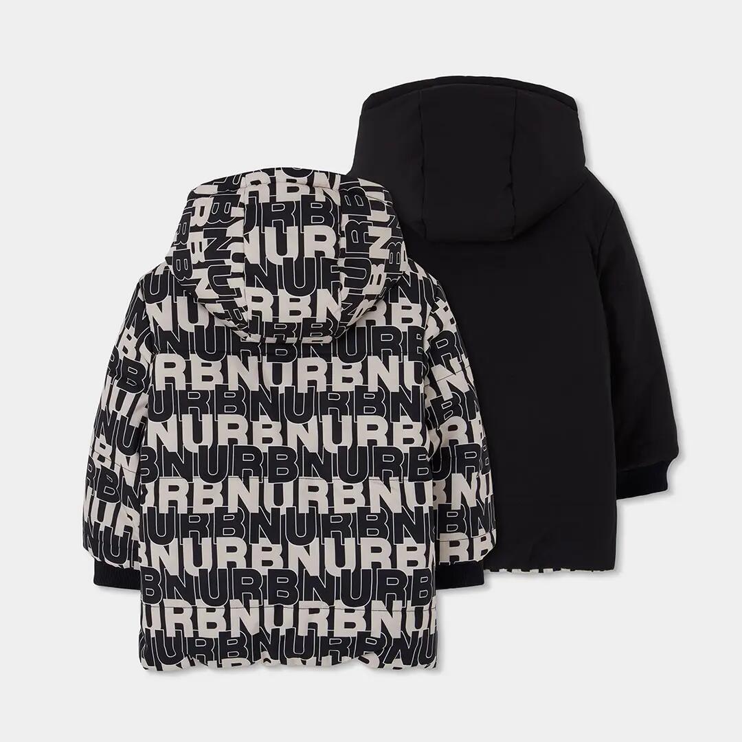 Parka tejido técnico reversible niño estampado letras negro 2/7