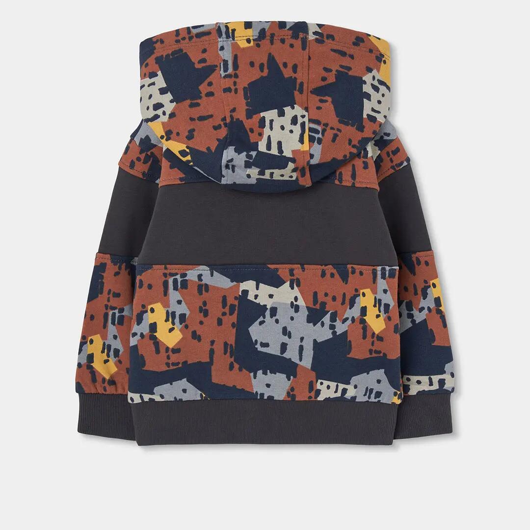 Chaqueta felpa niño estampado camuflaje gris 2/4