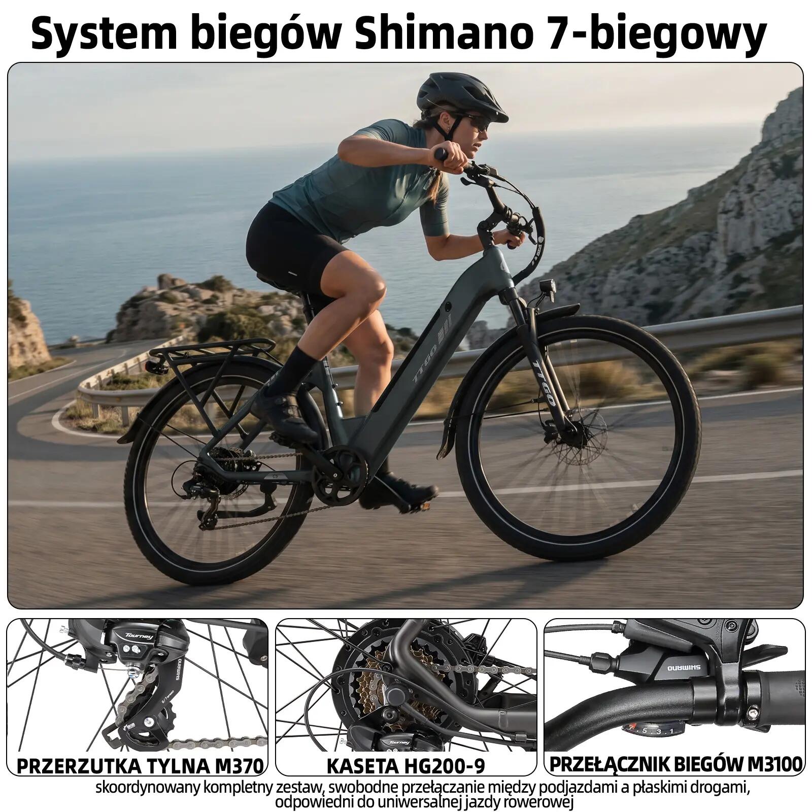 Elektryczny rower dla dorosłych TTGO C5 48V 13,5Ah bateria 9/15