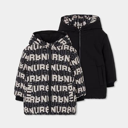 Parka garçon en tissu technique réversible imprimé lettres