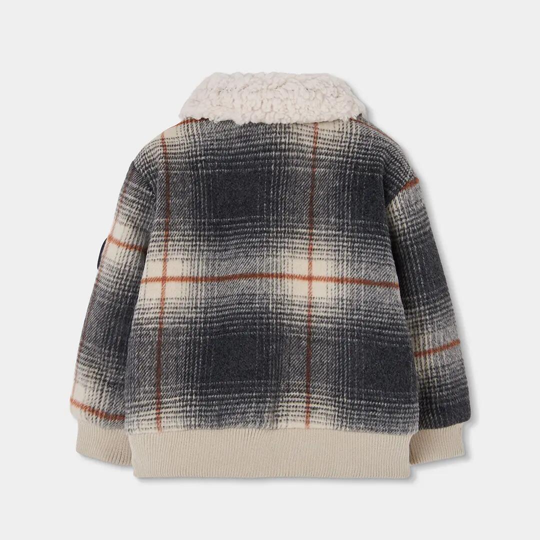 Chaquetón niño a cuadros gris con felpa 2/4