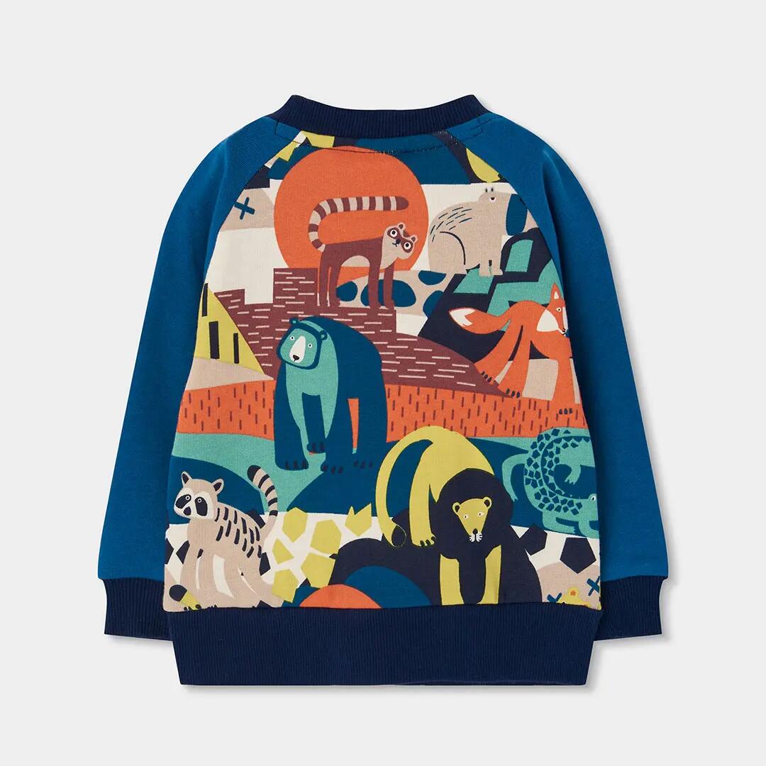 Sudadera felpa niño azul estampado animales 2/4