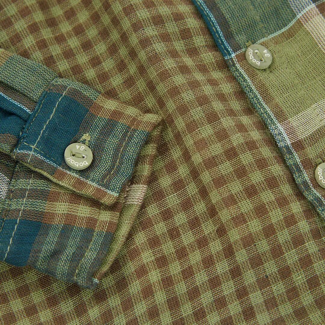 Camisa cuadros verde niño con parche de montaña 4/4