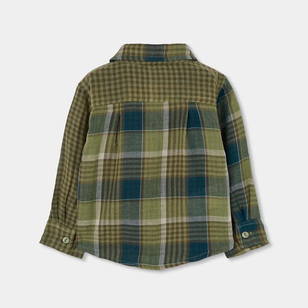 Camisa cuadros verde niño con parche de montaña 2/4