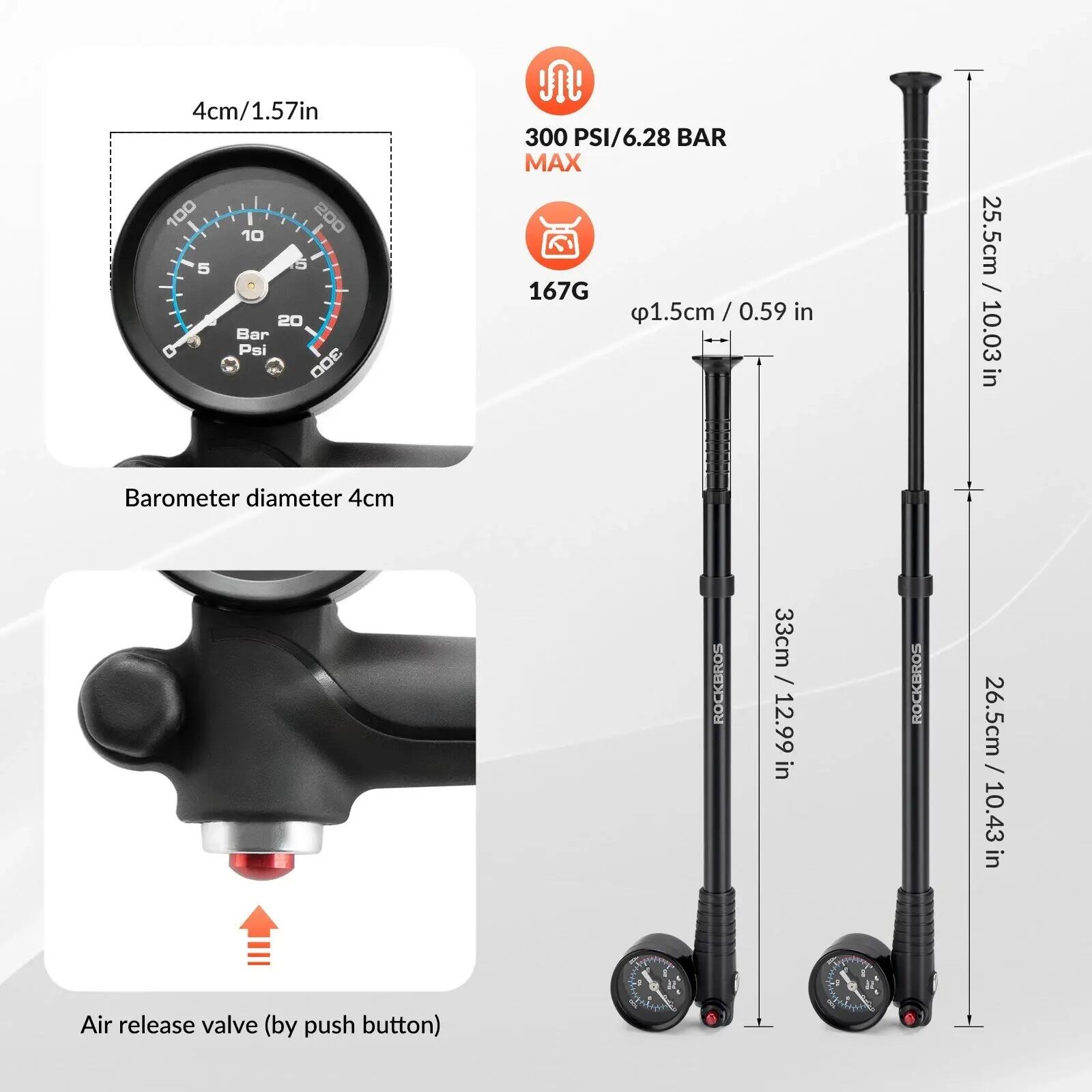 ROCKBROS Fahrrad Pumpe 2 Ventile für Vorderradgabel 5/6