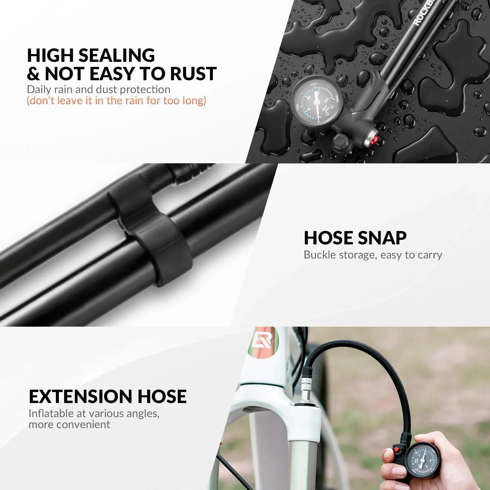 ROCKBROS Fahrrad Pumpe 2 Ventile für Vorderradgabel 4/6