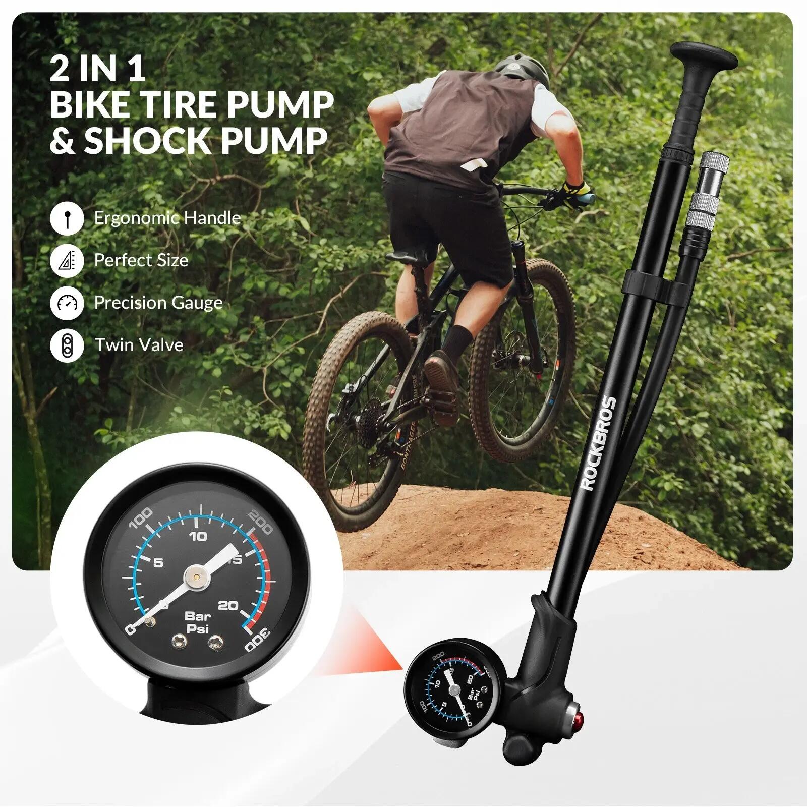 ROCKBROS Fahrrad Pumpe 2 Ventile für Vorderradgabel 2/6