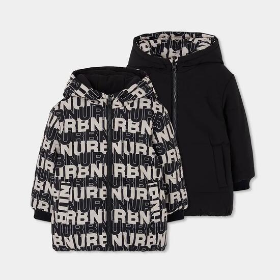Parka garçon en tissu technique réversible imprimé lettres