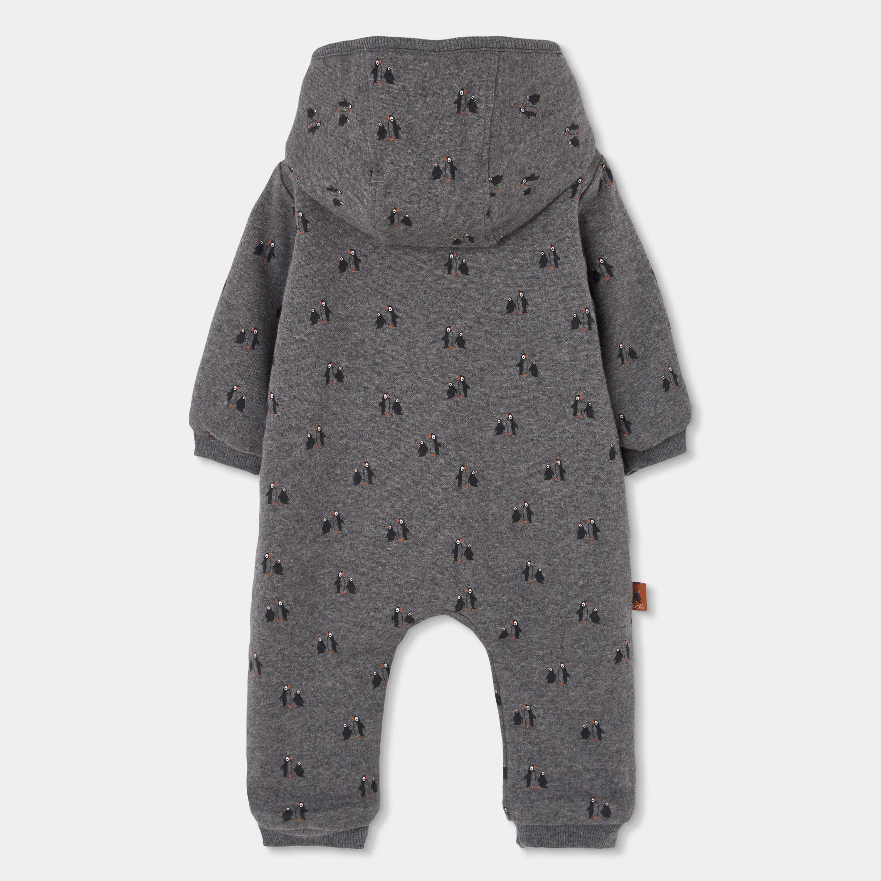 Pelele punto bebé niño gris estampado pingüinos 2/4