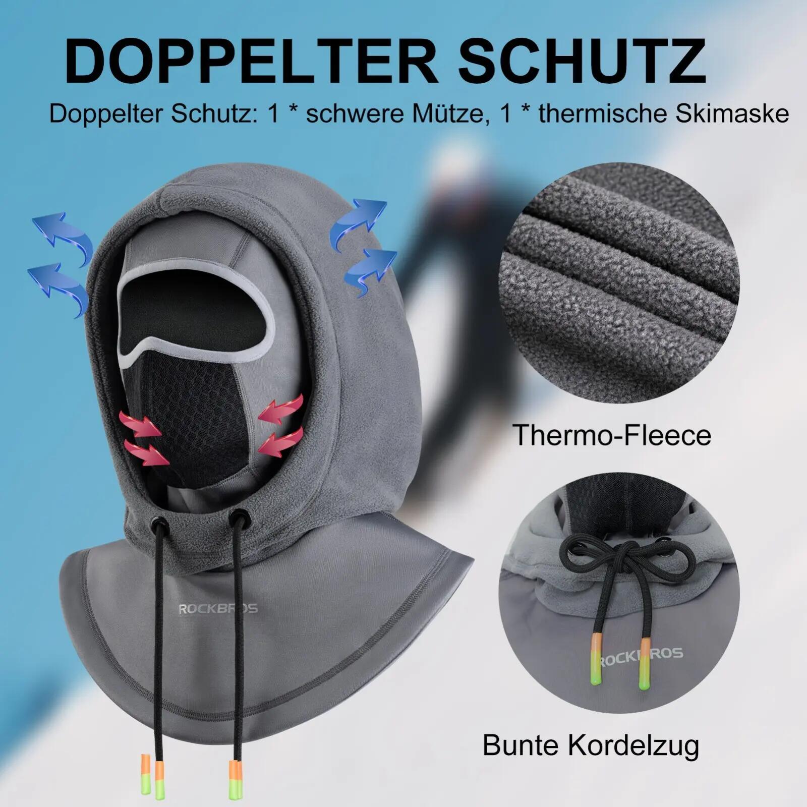 Winter-Sturmhaube aus Fleece winddicht – multifunktional für Fahrrad & Ski 5/7