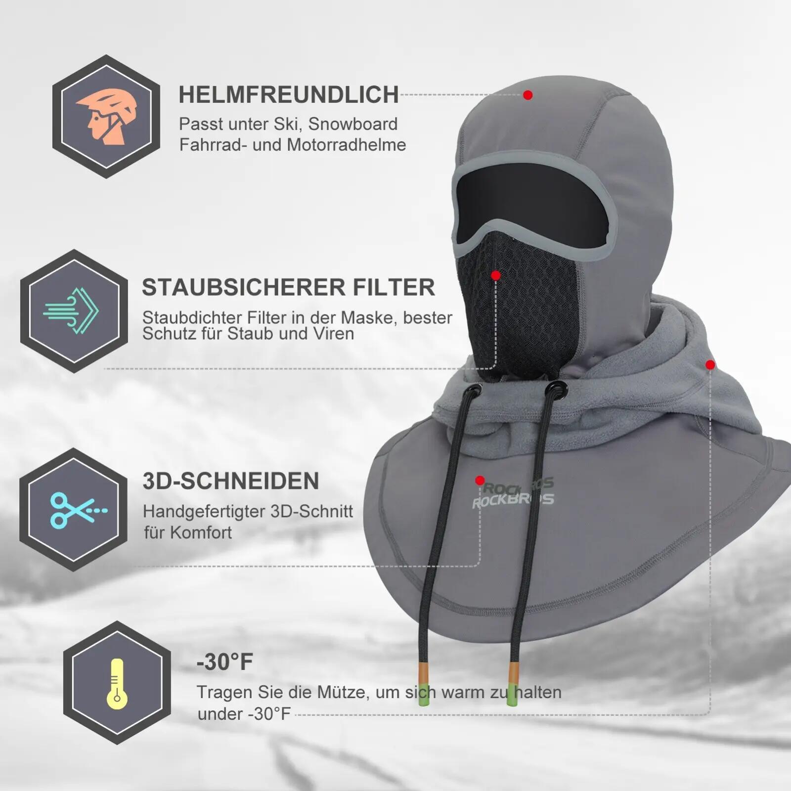Winter-Sturmhaube aus Fleece winddicht – multifunktional für Fahrrad & Ski 3/7