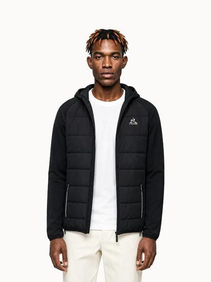 Veste zippée à capuche matelassée bi-matière DROP