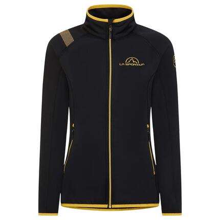 Polaire femme La Sportiva zippée noire/jaune, regular 100% polyester
