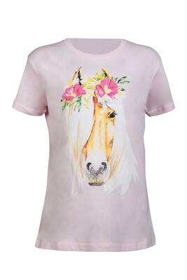 T-shirt voor kinderen -flower horse- lichtroze (3800) 158/164