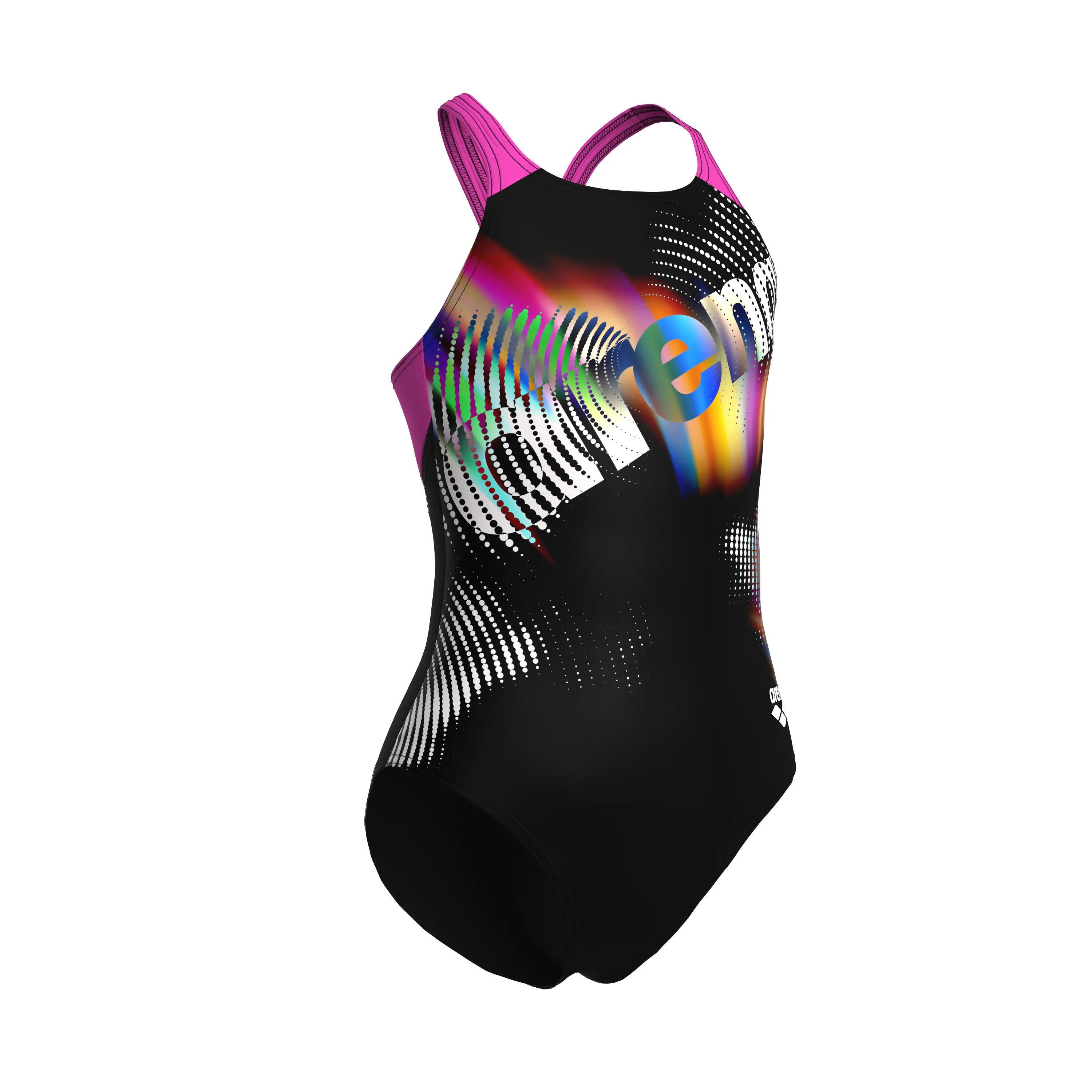 Arena Mädchen Badeanzug Lit Logo Swimsuit V Back 010690 2/9
