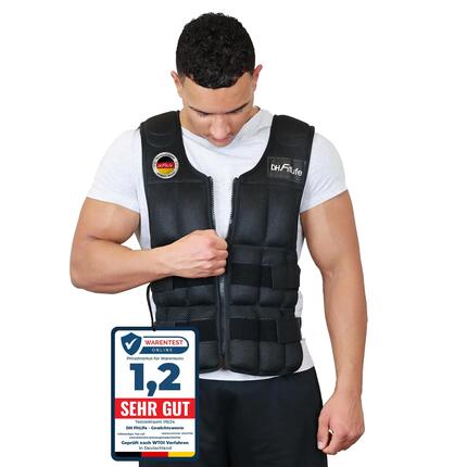 DH FitLife Gewichtsweste 10kg, verstellbar, mit 26 Eisensand Blöcken