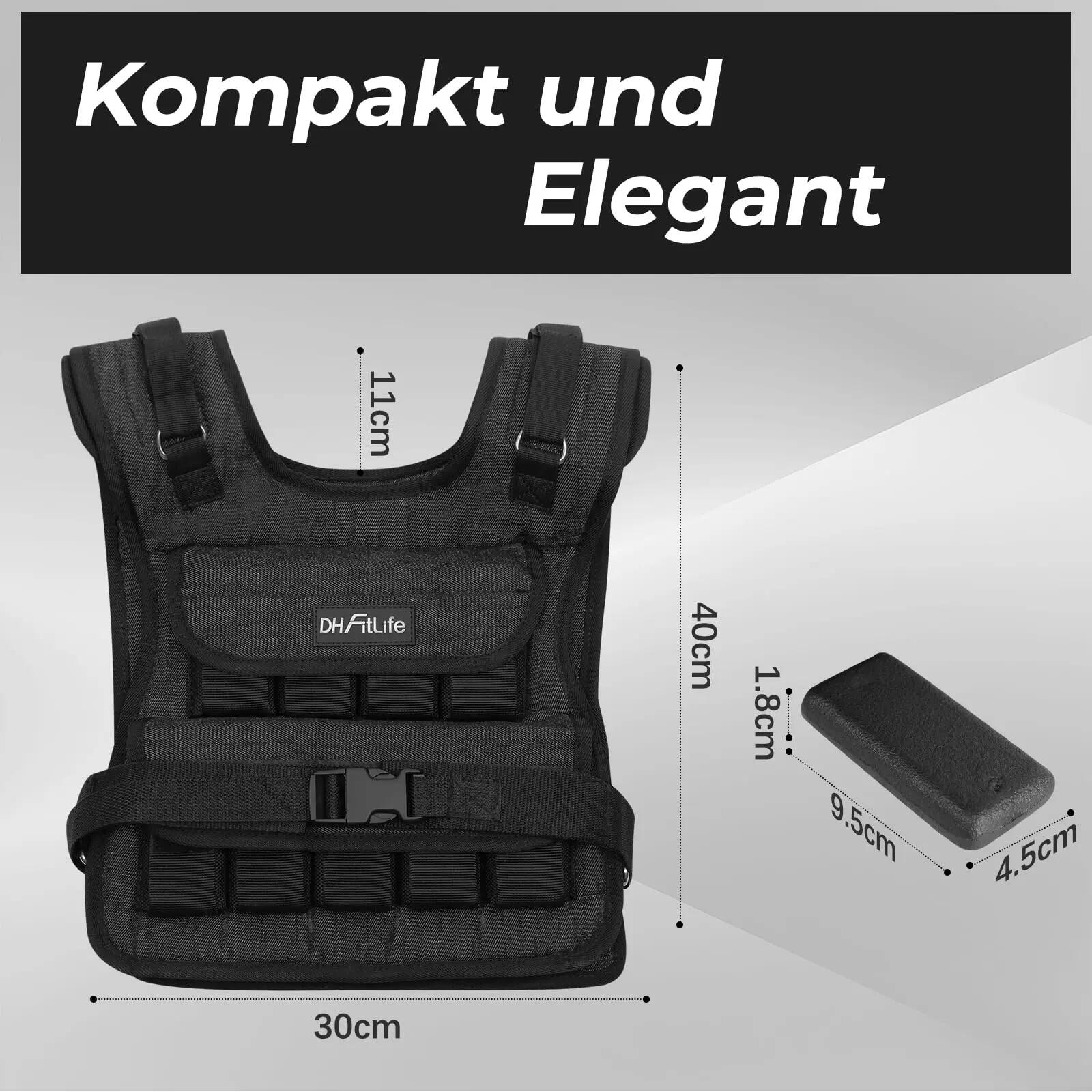 DH FitLife Gewichtsweste 10 kg, verstellbar, mit 19 Gusseisen-Gewichten 6/7