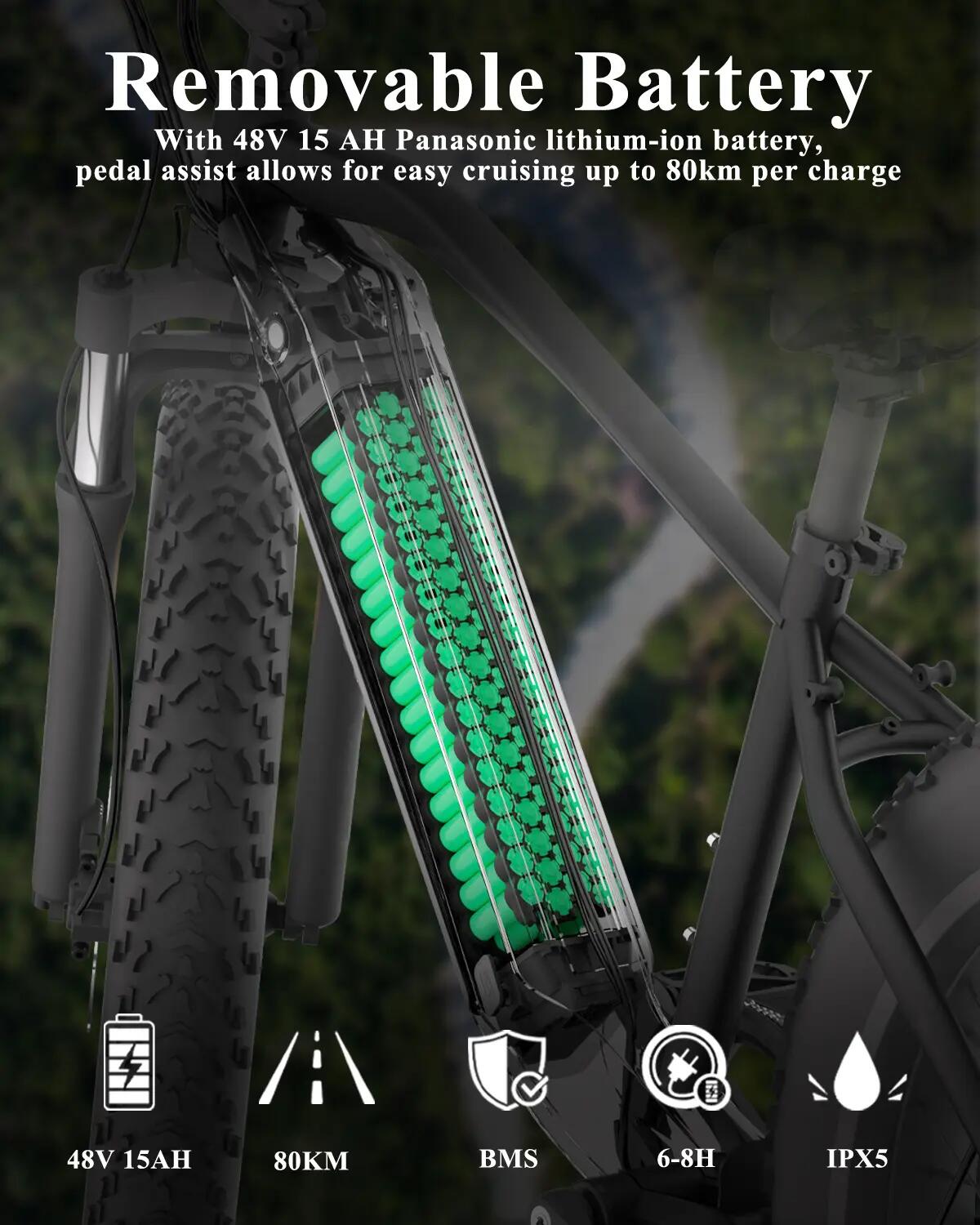 Bicicleta elétrica para adultos Bodywel D6, bateria de 48V 15Ah, motor de 250W 4/12