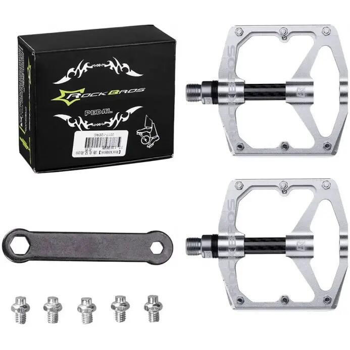 Pedały rowerowe aluminiowe z pinami srebrne Rockbros 2017-12ES 4/4