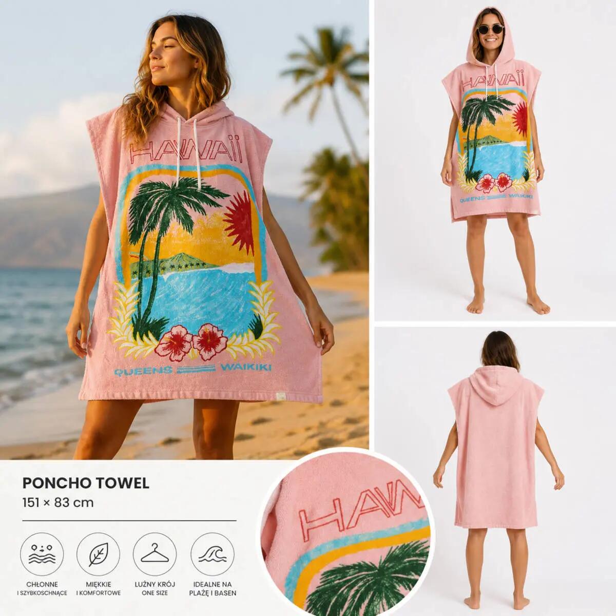 Poncho Roxy Atlas Hoodie Pink 2/4
