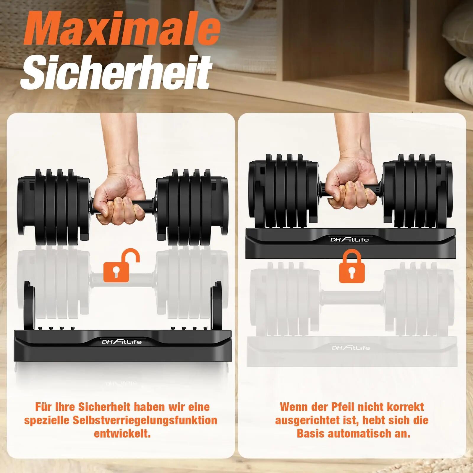 12kg verstellbare Hanteln Set, 10 Stufen, Kurzhanteln 10-in-1 5/7