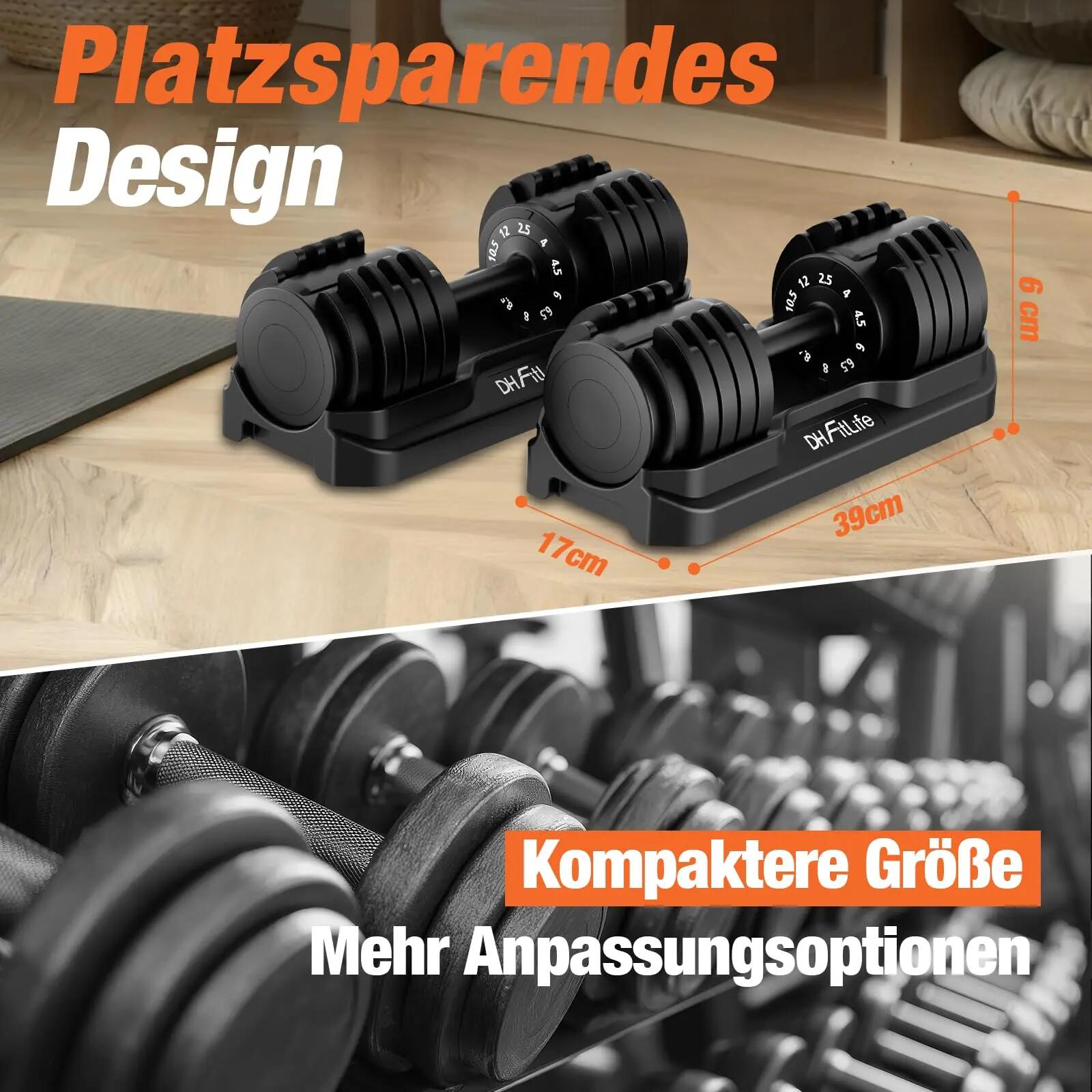 12kg verstellbare Hanteln Set, 10 Stufen, Kurzhanteln 10-in-1 4/7