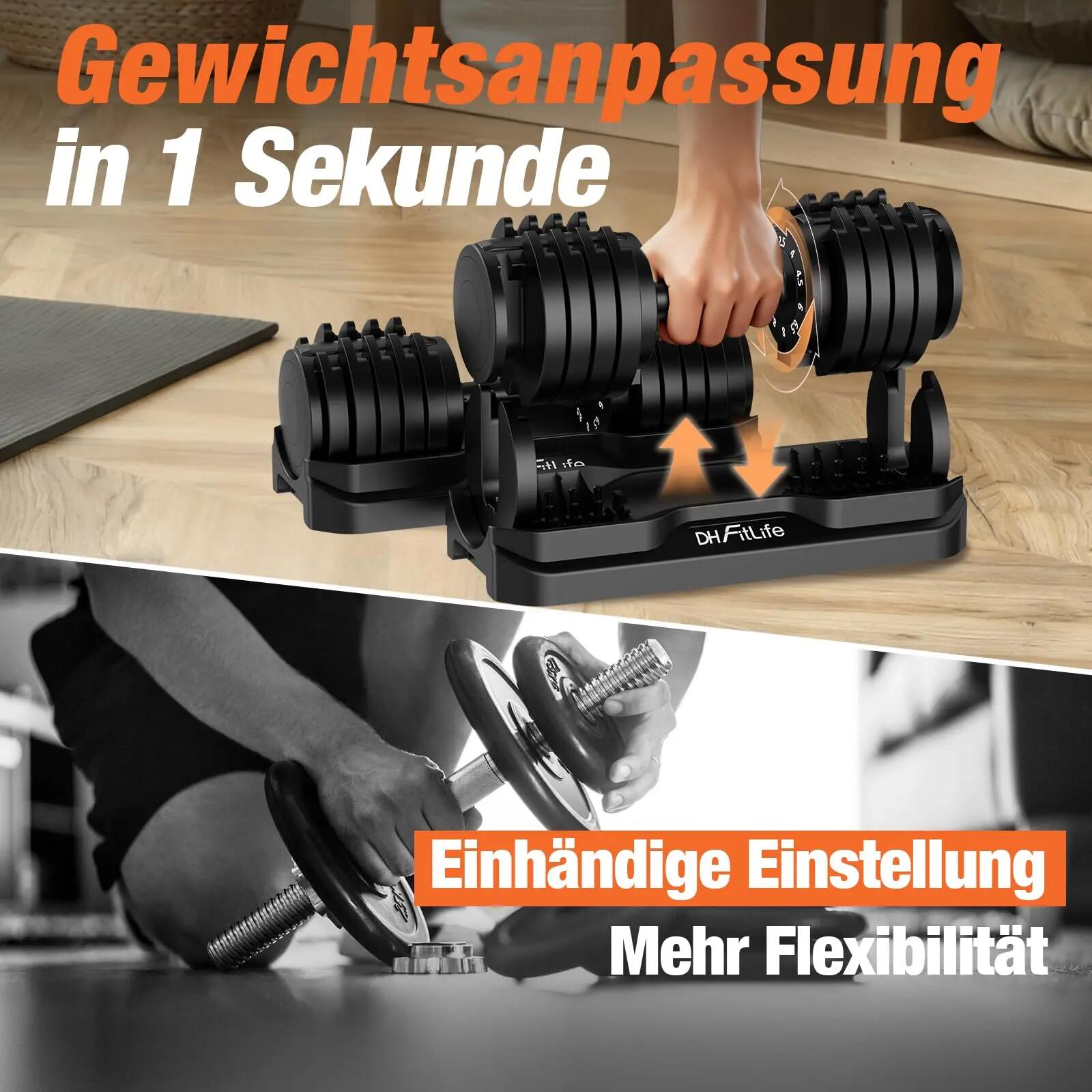 12kg verstellbare Hanteln Set, 10 Stufen, Kurzhanteln 10-in-1 3/7