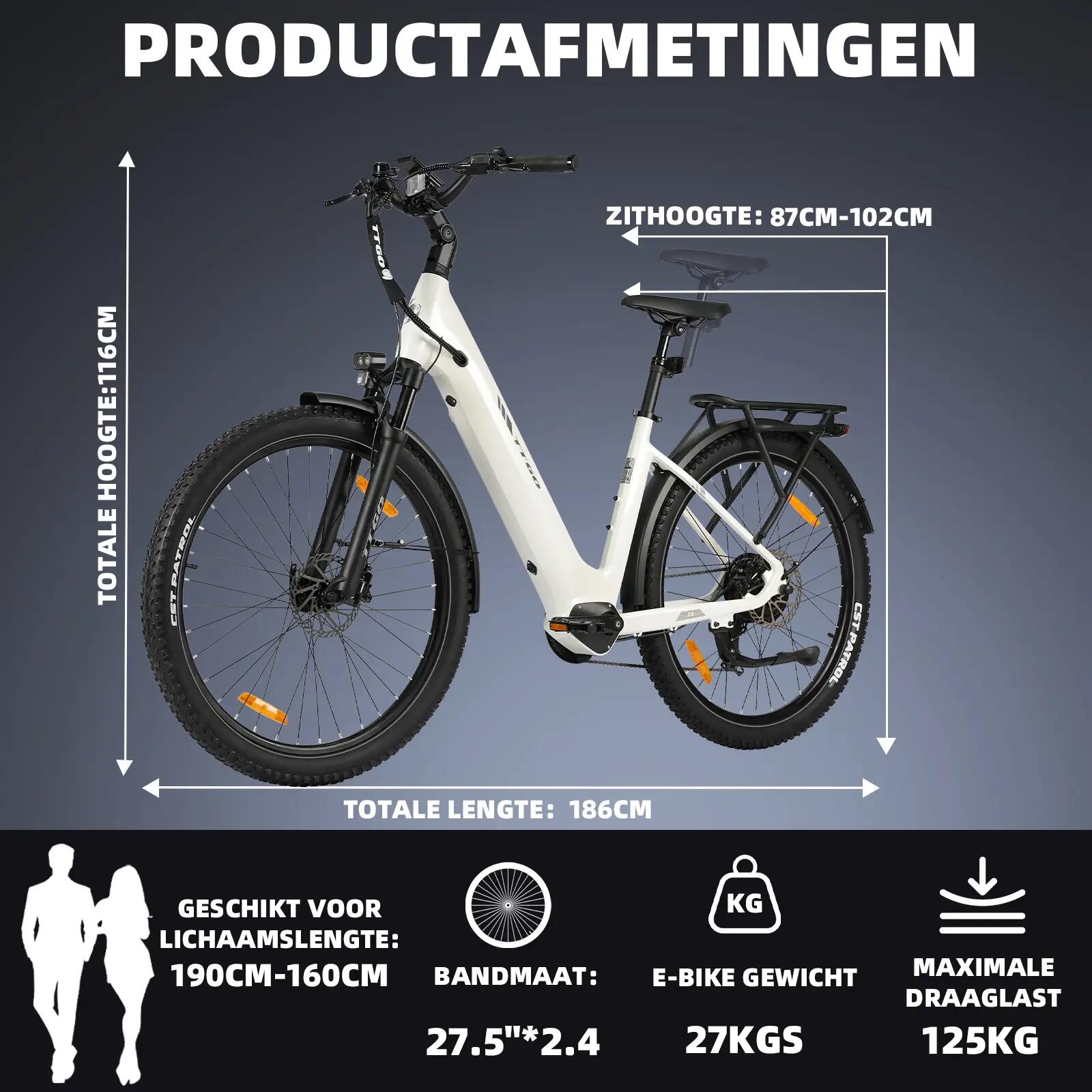 Elektryczny rower dla dorosłych TTGO Z3 48V 15Ah bateria 15/15