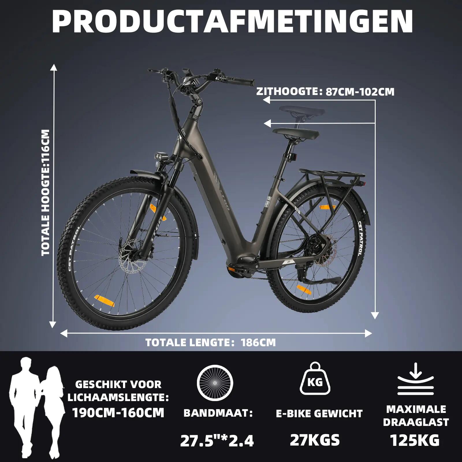 Elektryczny rower dla dorosłych TTGO Z3 48V 15Ah bateria 15/15