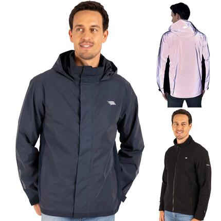 3-in-1 jas heren waterdicht en reflecterend met fleece binnenjack