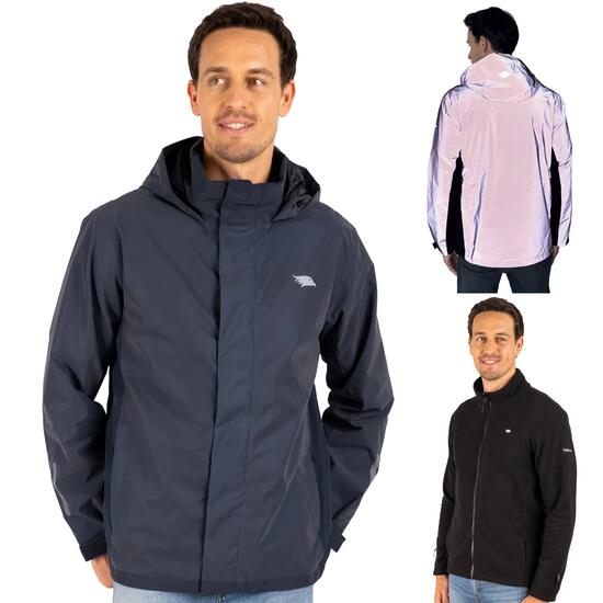 3-in-1 jas heren waterdicht en reflecterend met fleece binnenjack