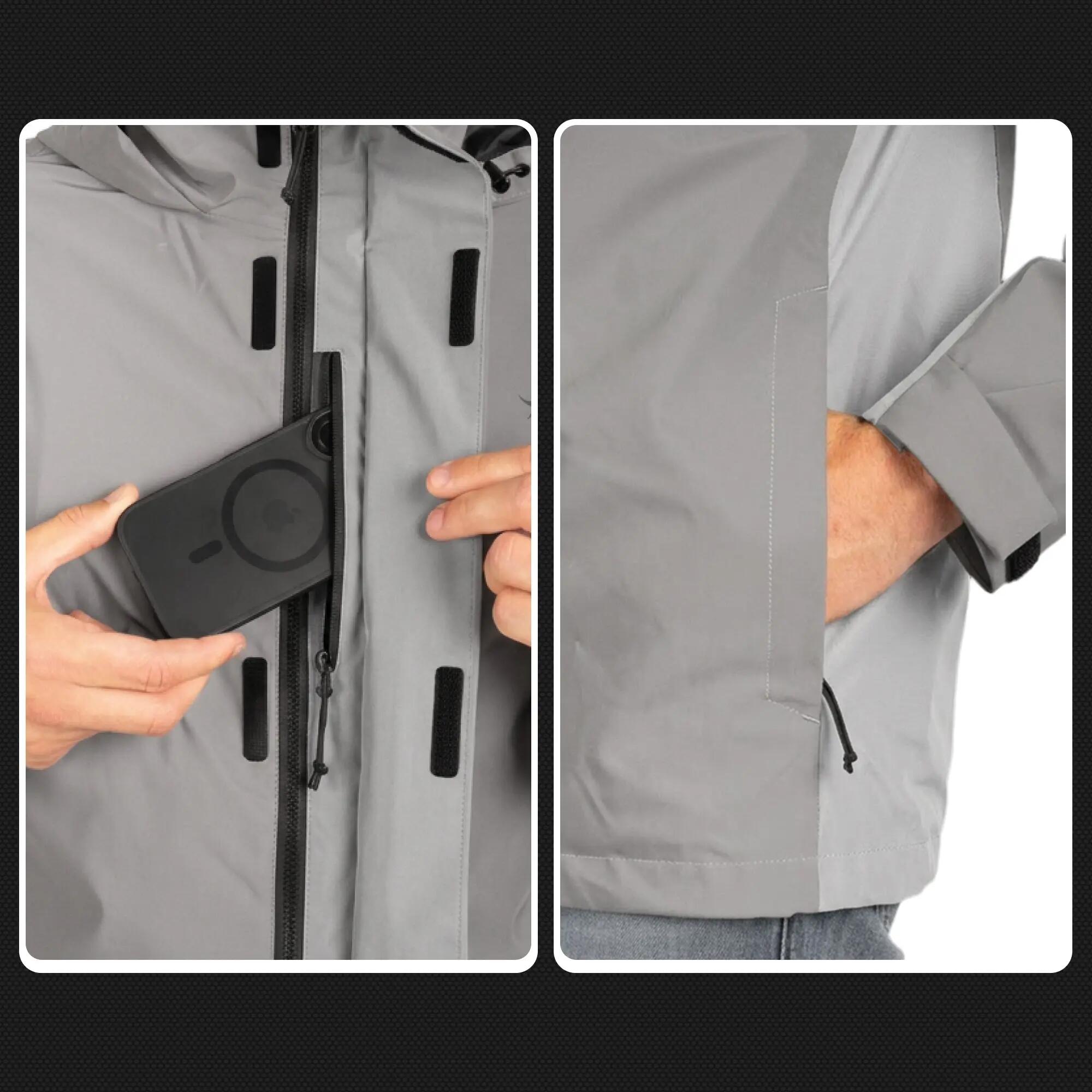 Veste 3-en-1 homme imperméable et réfléchissante avec polaire amovible 7/8