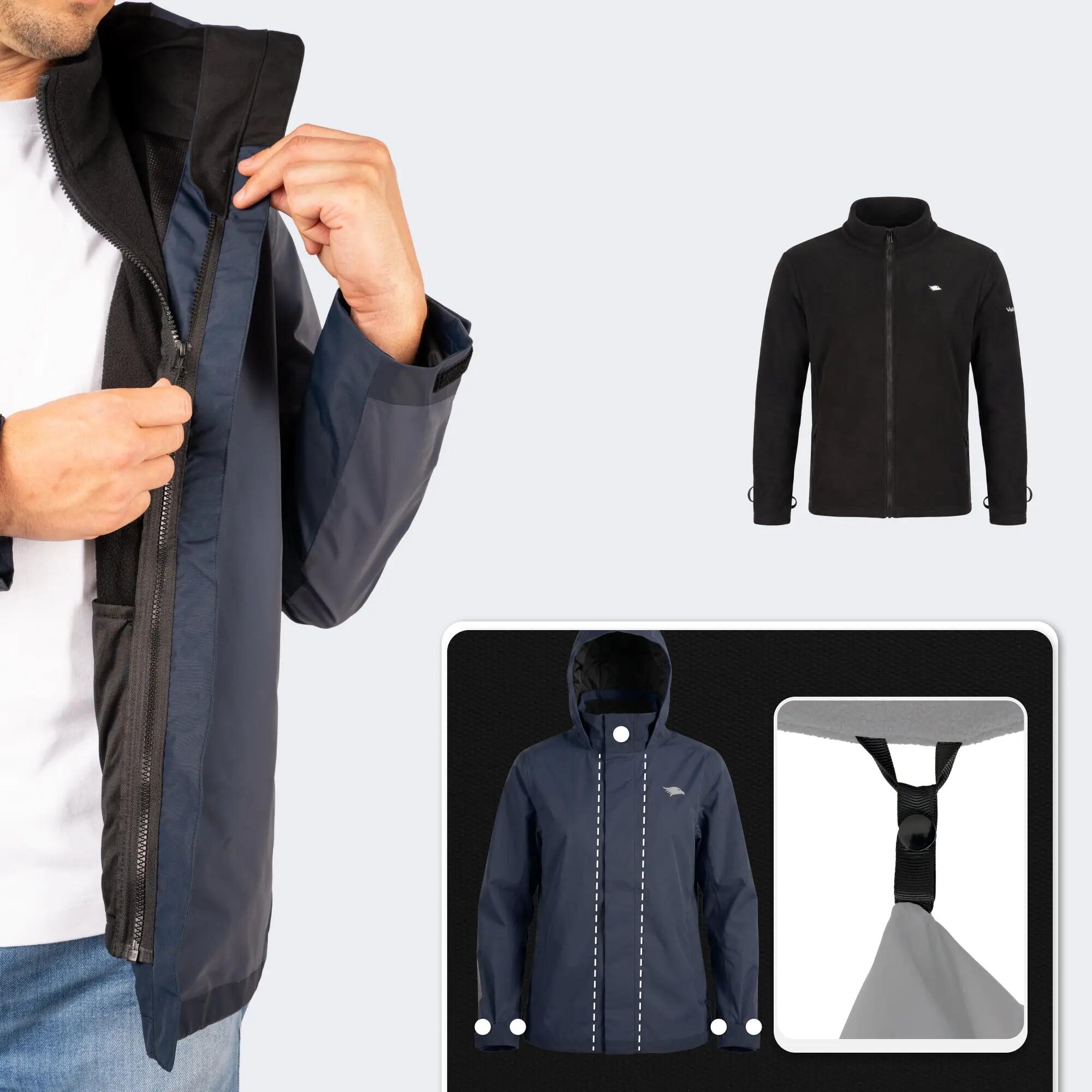 3-in-1 jas heren waterdicht en reflecterend met fleece binnenjack 4/8