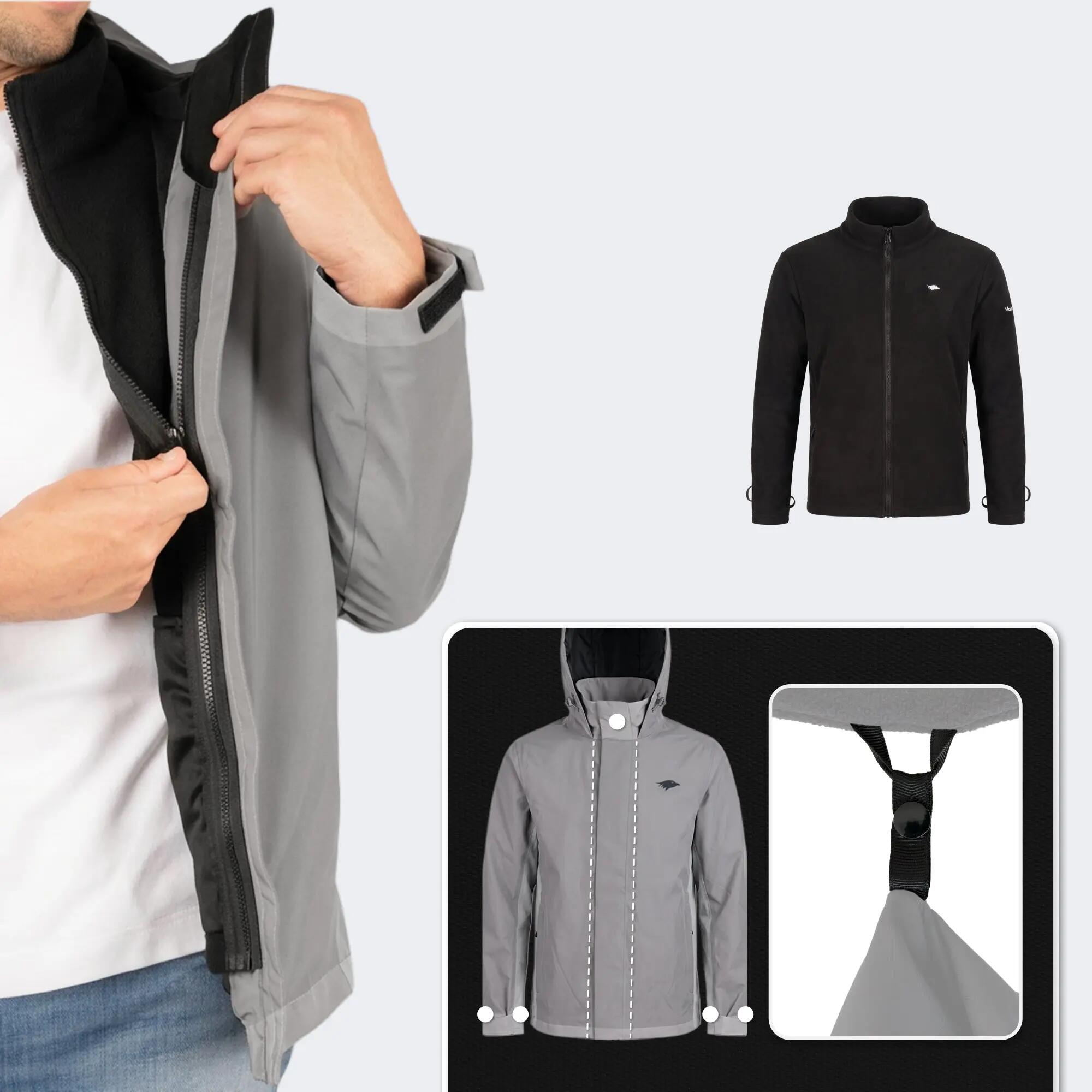 Veste 3-en-1 homme imperméable et réfléchissante avec polaire amovible 4/8