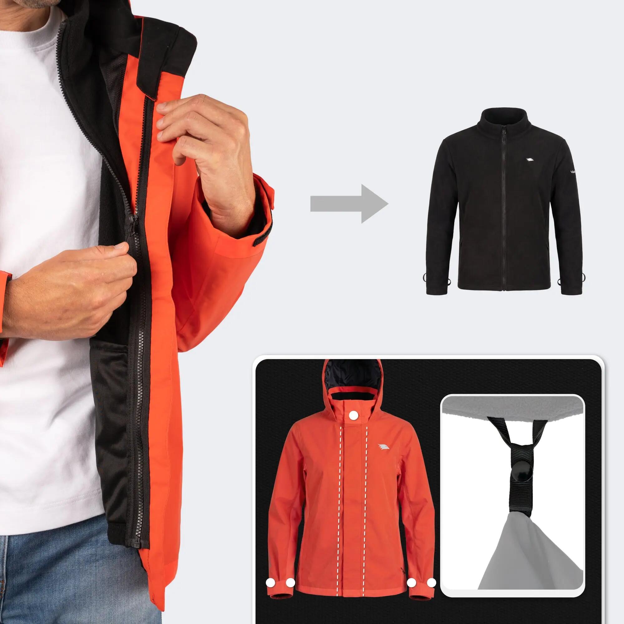 3-in-1 Jacket Men Waterproof & Reflective Raincoat with Fleece Zip-In 4/8