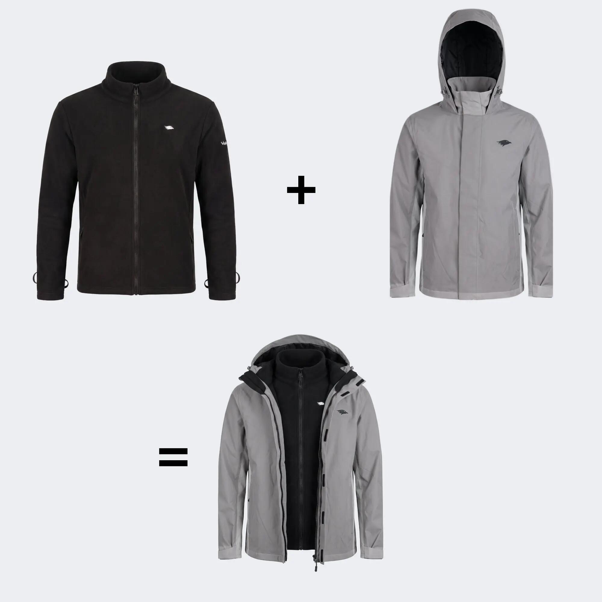 Veste 3-en-1 homme imperméable et réfléchissante avec polaire amovible 3/8