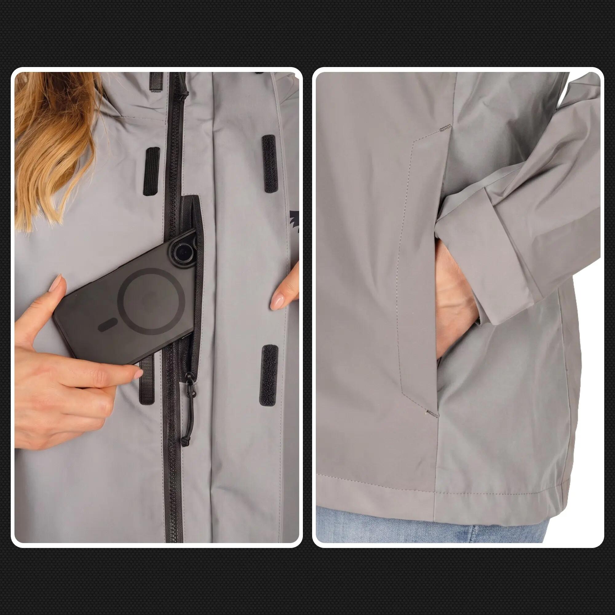 3-in-1 Jacket Women Waterproof & Reflective Raincoat with Fleece Zip-In 7/8