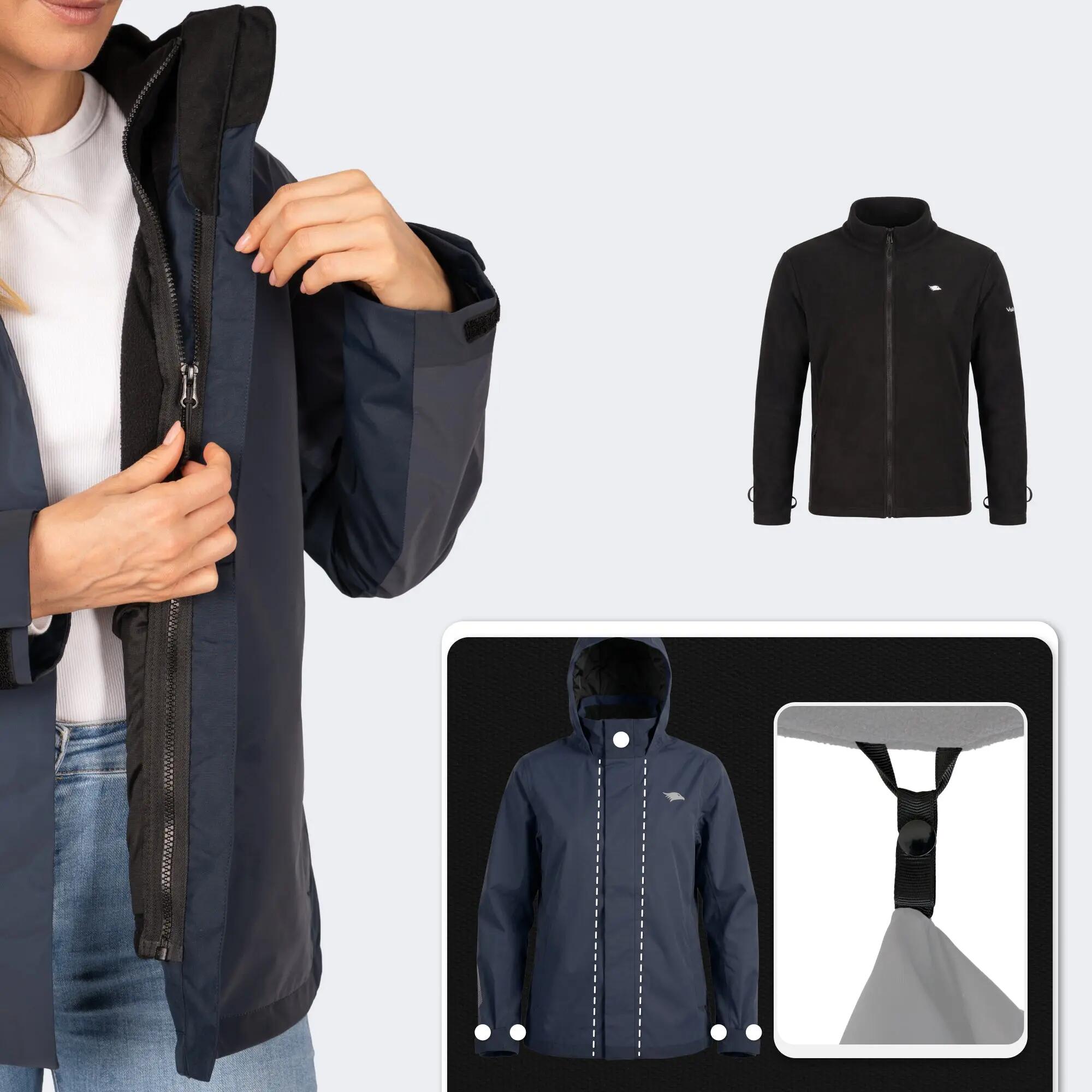 Veste 3-en-1 femme imperméable et réfléchissante avec polaire amovible 4/8