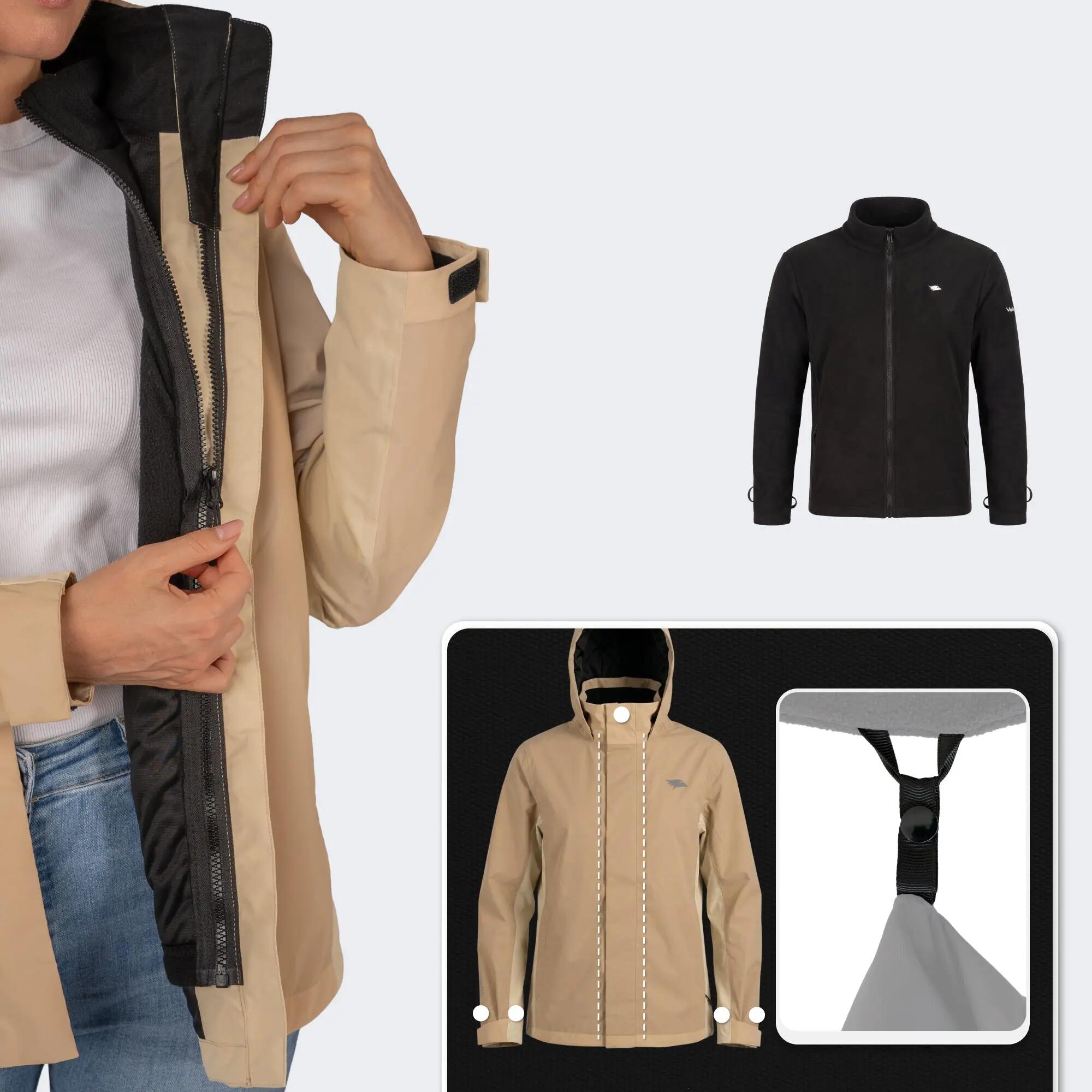 Veste 3-en-1 femme imperméable et réfléchissante avec polaire amovible 4/8