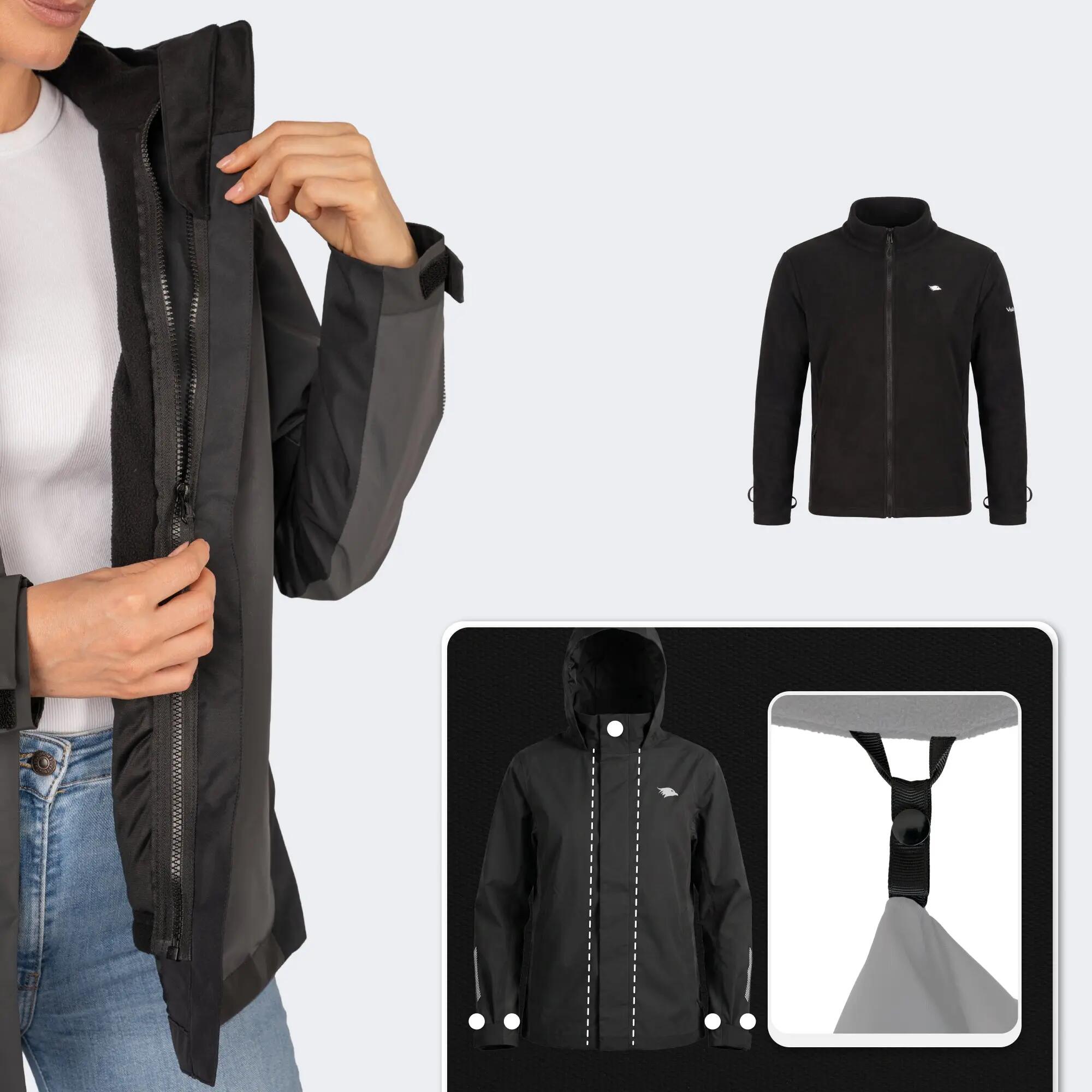 Veste 3-en-1 femme imperméable et réfléchissante avec polaire amovible 4/8