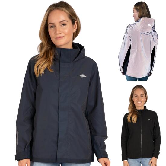 Veste 3-en-1 femme imperméable et réfléchissante avec polaire amovible