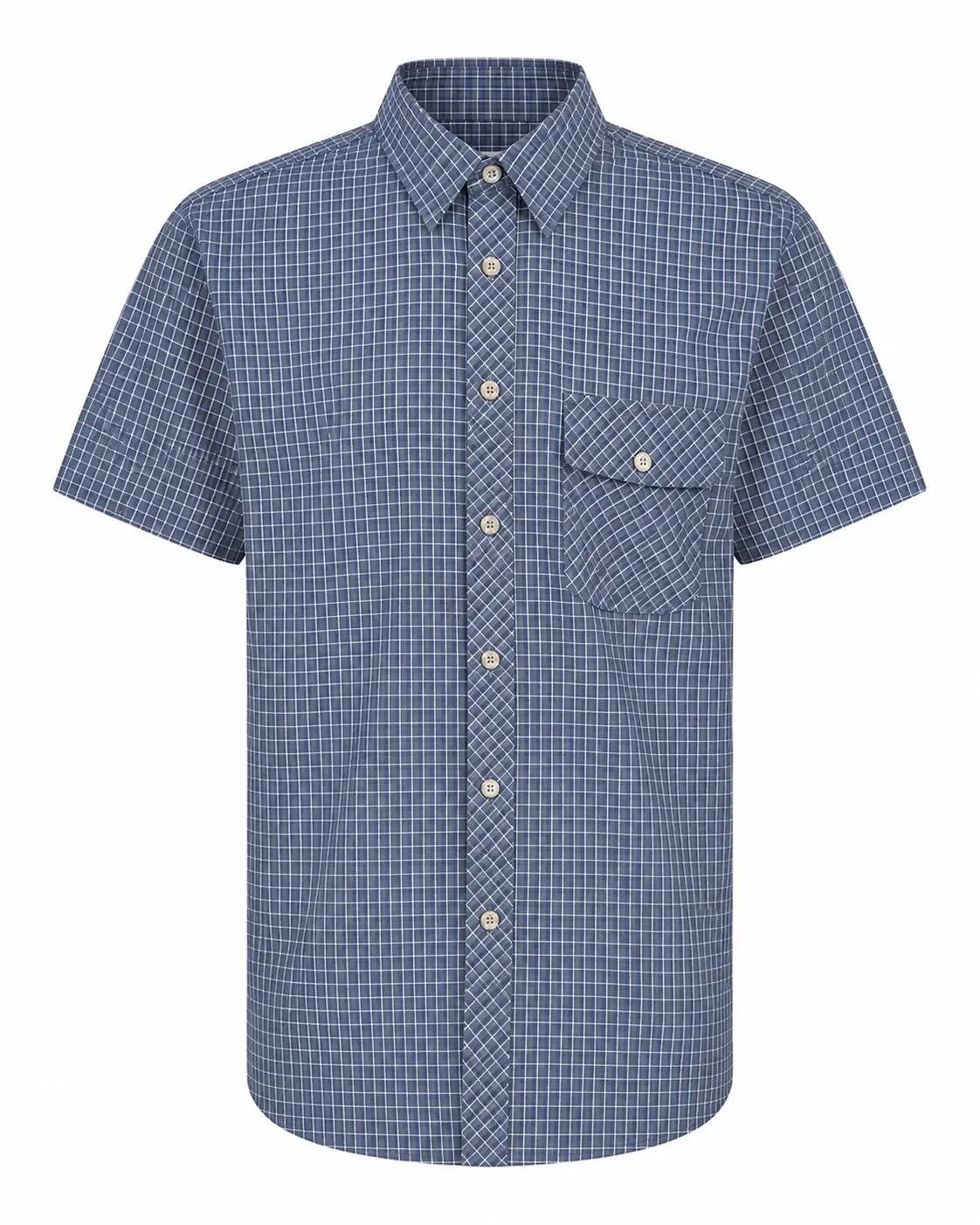 Herren - outdoor - hemd - leicht, uv 30+ - blau kariert 5/5